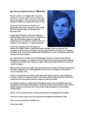 A preview of a PDF biography for Denton, Thomas Frederick